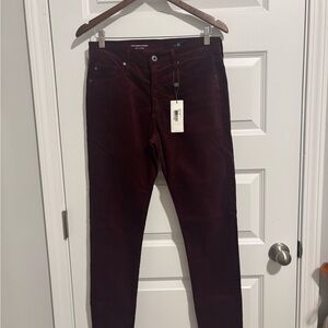 Ag Adriano Goldschmied The Farrah Skinny Corduroy Pants in Burgundy